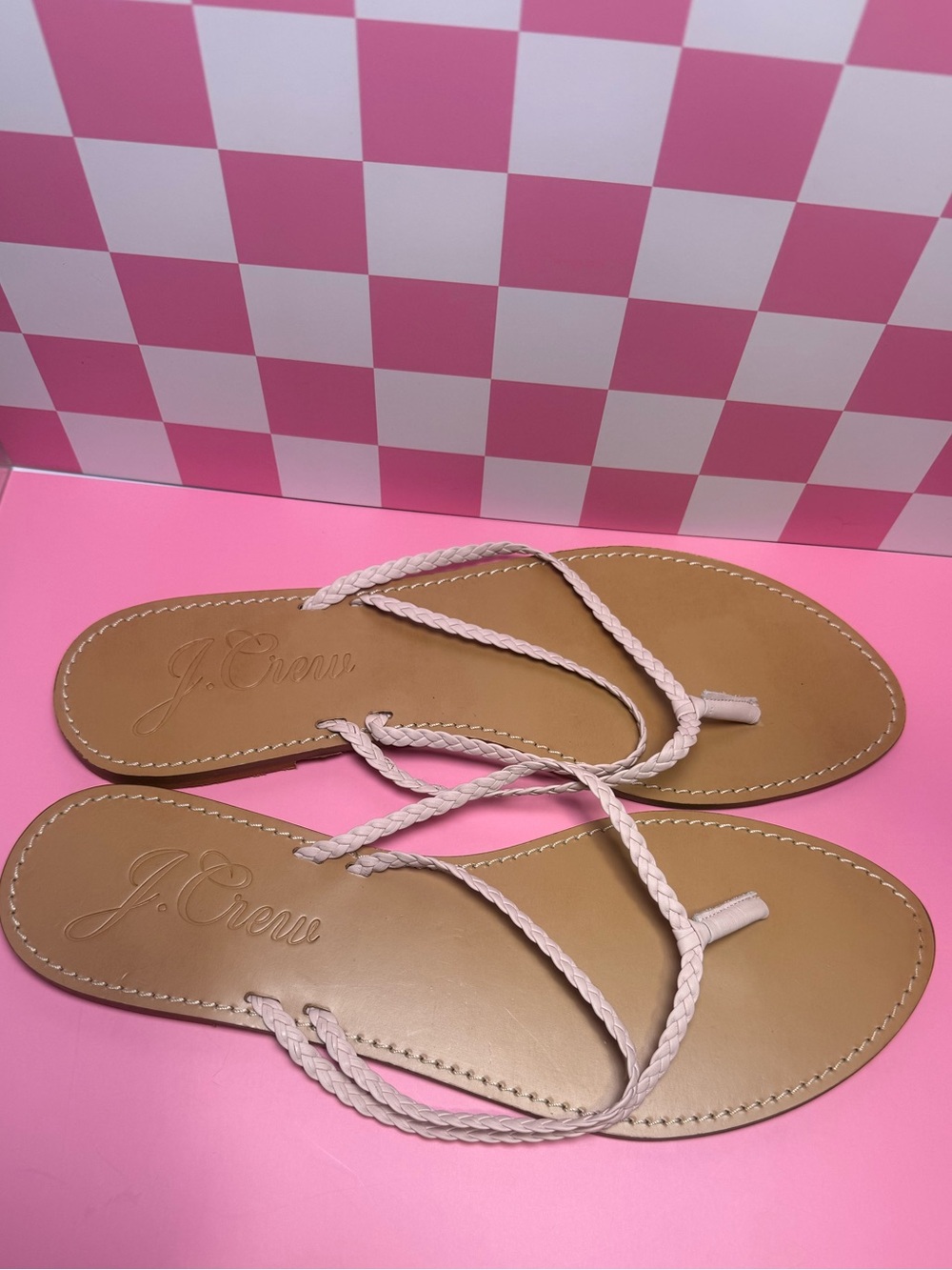 J.Crew Sandals with Pink Braided Strap